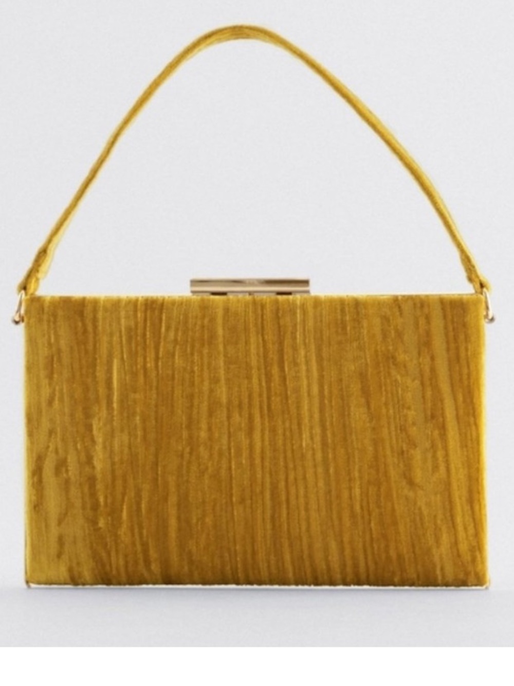 Zara Mustard Yellow Velvet Top-Handle Clutch Evening Bag Vintage Vibes Fall